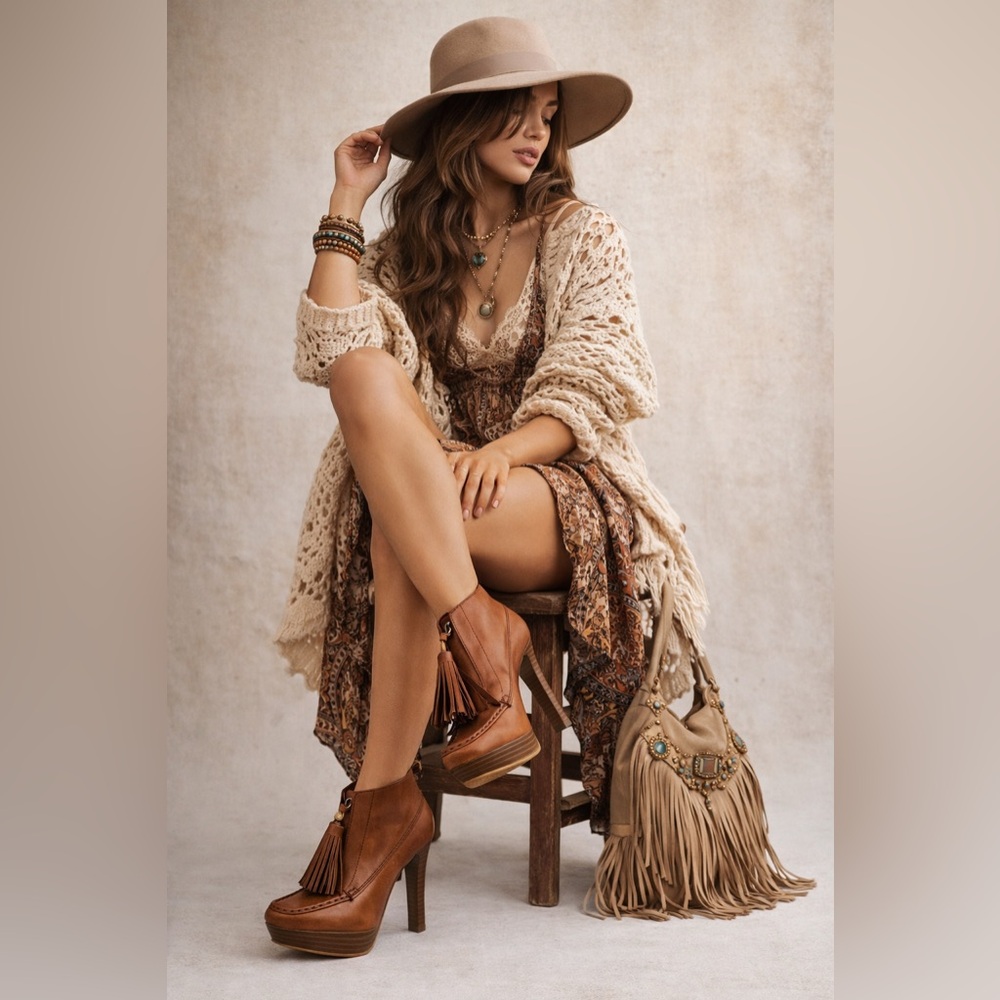 Coach Cary Platform Ankle Booties Legacy Collection Cognac Leather w/ Tassel Zip - Picture 13 of 13